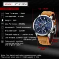 【Miga Plaza】Watch Men Luxury Leather BY-5102 Quartz Watch Fashion Chronograph Watches Sport Clock Male Waterproof 2023 Watch For Men. 