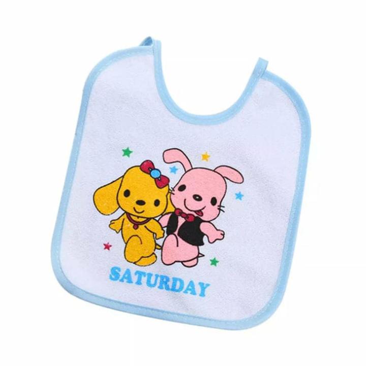 7PCS Baby Kid Bib Waterproof Cotton Lunch Neck Wear Saliva Towel Handkerchief Bibs for 7 Days