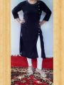 Ladies long side button top with button color legging. 