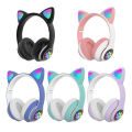 Flashing LED Cute Cat Ears Headphones Bluetooth Wireless Headset with Mic TF FM Kid Girl Stereo Music Earbud Kitten Earphon Gift. 