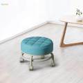 Rolling Stools with Wheels 360° Rotating Housework Stool PU Leather Seat Padded Shoe Changing Stool. 