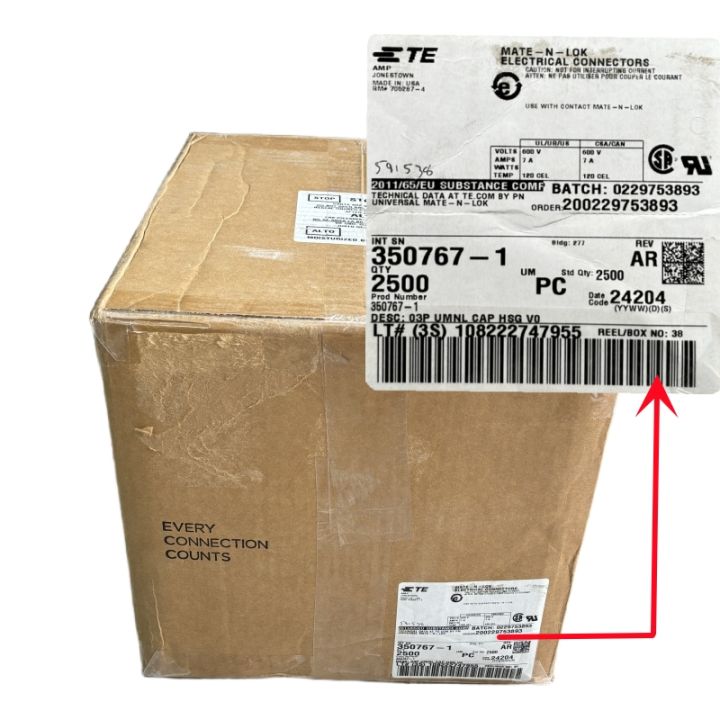 350767-1 TE Connector housing, 3-way, 6.35mm pitch, 1-row wireline ...
