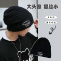 ig face, reealing face, small wool hat, men's loose knit hat, warm women's autumn and winter big head, thi thread pile up hat. 