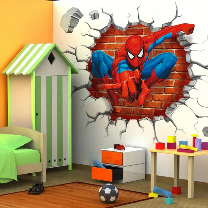 Wall%20Sticker%20Cartoon%203D%20Effect%20Spiderman%20Decorative%20Wall%20Decal%20Home%20Decor%20Gifts%20for%20Kids%20Rooms%20-%20Image%205