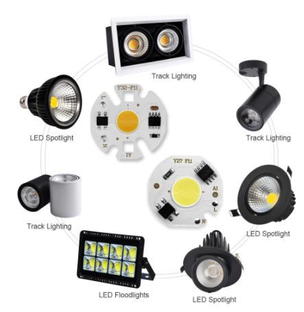 LED COB Light Bulbs 3W 5W 7W 9W AC 220v Input Smart IC Flood Light Spotlight