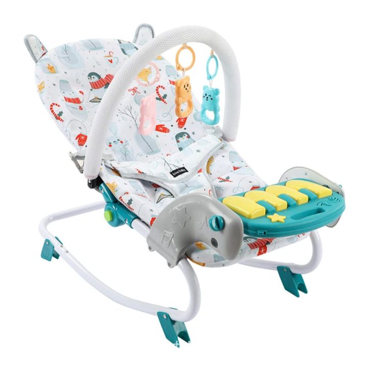 MUMMAMIA Musical Dreams Infant to Toddler2-in-1 Rocker and Stationary Seat | Compact Portable Infant Rocker with Pedal Piano |LMH695LKJ |eMALL