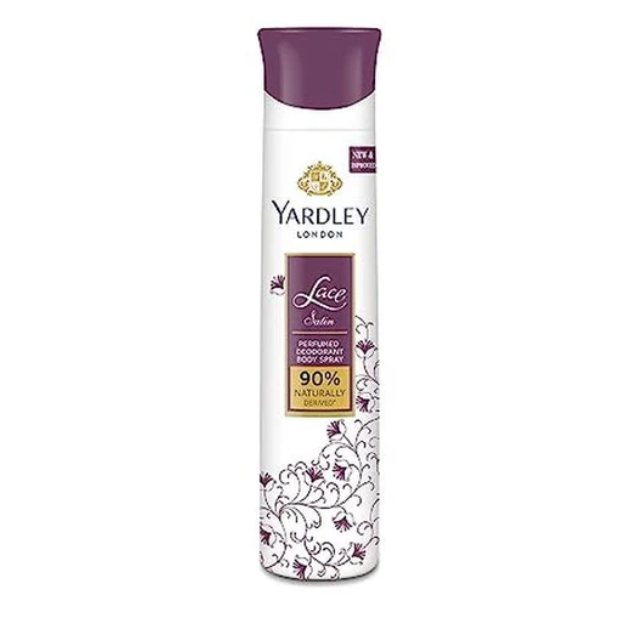 Yardley Body Spray 150ml - Lace Satin + Free gift splash picnic wet tissue pack