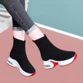 Height Increasing Insole Women's Shoes Boots Spring and Autumn2023New Women's Boots Stretch Knitted Sports Casual Socks Short Boots Mid-Calf. 