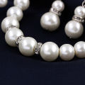 Women Faux Pearls Alloy Necklace Bracelet Earrings Wedding Bridal Jewelry Set. 