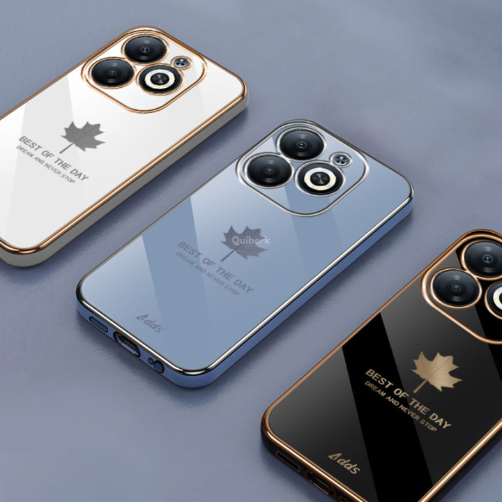 Quiberk%20for%20Infinix%20Smart%208%20/%20Hot%2040i%20Fashion%20Plating%20Soft%20Case%20Maple%20Leaf%20Pattern%20Square%20Frame%20Shockproof%20Phone%20Back%20Cover%20-%20Image%206