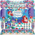 The Little Mermaid Princess Birthday Party Paper Cup Plate Tablecloth Balloon Banner Backdrop Decoration. 