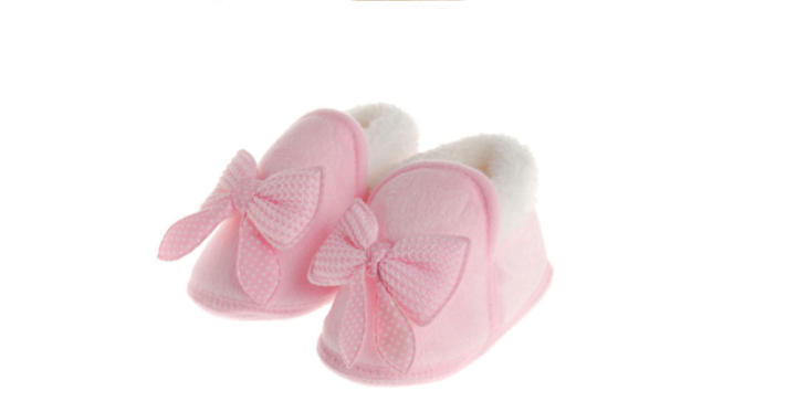 Toddler Baby Winter Thick Shoes Cute Bow Soft Crib Sole Snow Boots Anti-slip Warm Plush Prewalker 0-18M