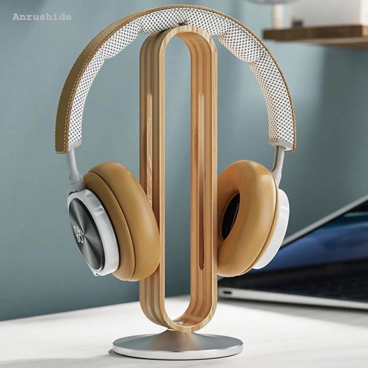 HOT Anrushide Creative Headphone Hanger Bamboo Wood Aluminum Mounted ...
