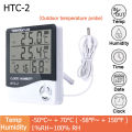 Digital LCD Temperature Humidity Meter with Probe and Clock - HTC2. 