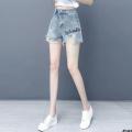 Trendy Women's Ripped High Waist 2024 Summer Thin Versatile Outer New Denim Hot Pants Annual Shorts ins Slimming. 