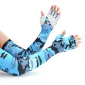 Five-finger Ice Arm Sleeves Sunscreen Breathable Arm Guards Outdoor Sports Cycling Running Cool Silk Arm Sleeves. 