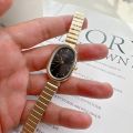 Oval Shaped Dial Women's Watch Luxury Alloy Strap Quartz Watch for Women Folding Clasp Versatile Small Wristwatch Clock 2023. 