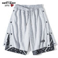 Charles Peach Heart Shorts for Men Sports Fashion Loose Paisley Two-Piece Breasted Summer Leisure Cropped Pants. 