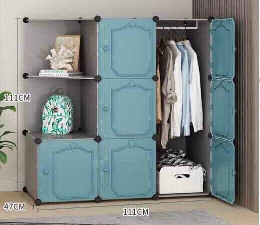 Wardrobe%20Organiser%20Wardrobe%20Storage%20With%20Handle%20Folding%20Assembled%20Easy%20Installation%20Cross%20Wardrobe%20Bold%20Skeleton%20Modern%20Plastic%20(Green)%20(Size%20:%20111X47X111cm)%20-%20Image%202
