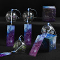 1pc 1pc Creative Japan Style Hibiscus Decor Pattern Glass Hanging Wind Chime. 