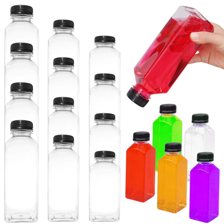 Eco-friendly 100ml 250ml 350ml 500ml Square Transparent PET Juice Plastic Drink Bottle with Lid
