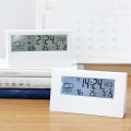 Japanese Simple Style Digital Alarm Clock Modern White Electronic Clock Temperature Humidity Clock Students Desktop Room Bedside Clock. 