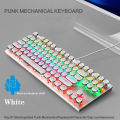 Electroplating Punk Mechanical Keyboard 87 Keys Blue Switch Gaming Keyboards 7-Color Backlight Wired Keyboard for Laptop Desktop. 