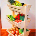 Mr Wood 3 Tier Wooden Vegetable Rack/ Teak(තේක්ක) Food Storage Rack/ Fruit Basket for Dream Kitchen. 