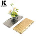KOKKO Rectangular Serving Tray, 7.7in Hammered Stainless Steel Storage Tray, Hammered Serving Plates For Towel Tea Fruit Jewelry, Metal Decorative Vanity Platter. 