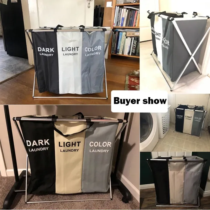 Laundry%20Basket%203%20Section,Foldable%20Dirty%20Laundry%20Hamper,%20Laundry%20Room%20Organization,Clothes%20Baskets%20With%20Side%20Pocket,Laundry%20Sorter%EF%BC%88Black%20and%20white%20gray%EF%BC%89%20-%20Image%207