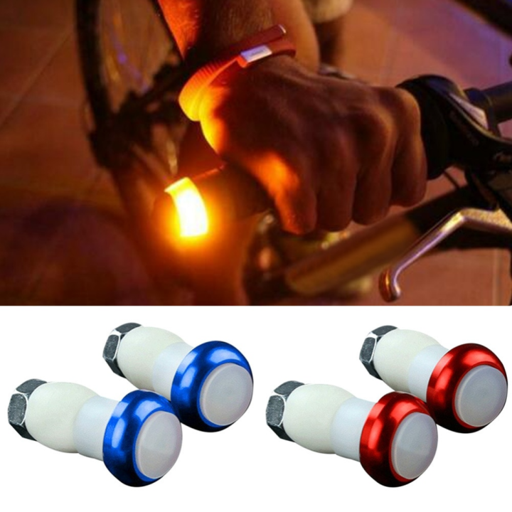 1 Pair Safety Cycling Bike Turn Signal Handle Bar End Plug LED Red Light Lamp Ma ANLAN