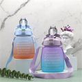 Water Bottle Time Marker 1.2L Large Sport Motivational Drinking Bottle with Straw. 