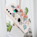 AMORVOR for Huawei Y7P Back Cover Cartoon Cute Astronaut Side design Soft Case Liquid Silicone Phone Cases. 