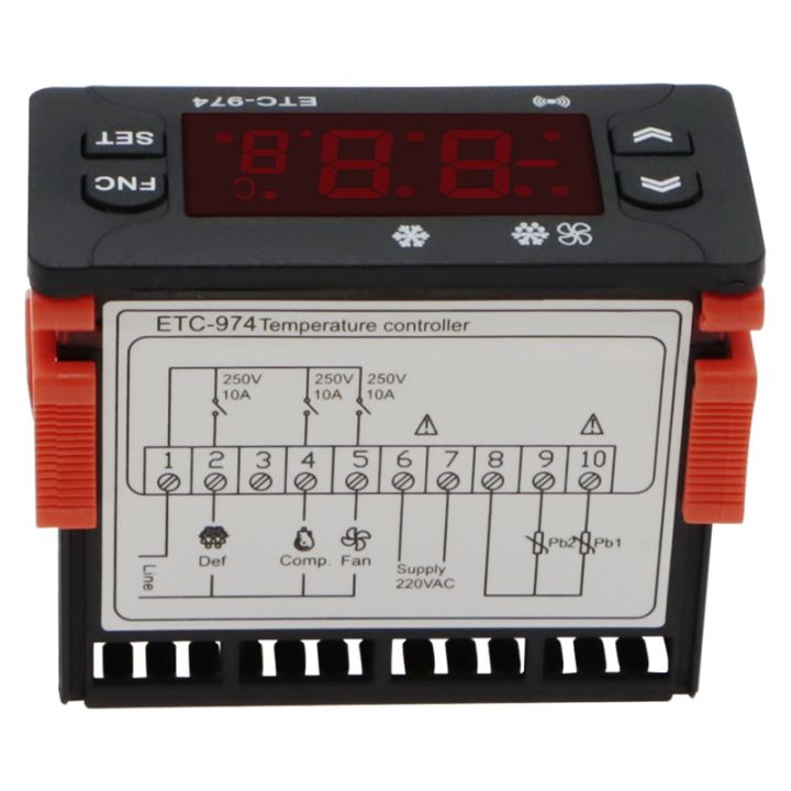 Termostato Regolatore Temperatura ETC-974 - Regolatore Di Temperatura Digitale Con Doppio Controllo Compressore Ventola Indipendente