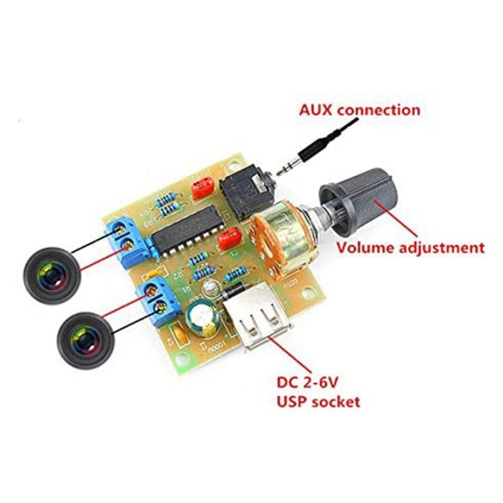 Mini Power Amplifier Board 5W+5W HiFi 2-Channel CM2038 5V USB Supply