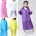 Kids Boy Girl See Through EVA Raincoat Long Hooded Rain Cover Outdoor Rainwear. 