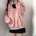 Spring and Summer Japanese Style Soft Girl Cute Clow M Middle School Student Korean Style Loose All-Matching Hoodie Women's Zipper Jacket Girlfriends Clothes. 