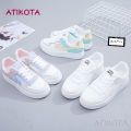 Atikota Women Low-Top Sneakers Ins Popular All-Match Casual Sport Schoolgirl Retro White Shoes. 