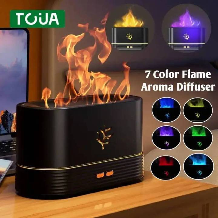 250ml Newest Rgb Aroma Diffuser with Flame Effect Silent Air Humidifier