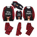 bellylady 2 Pcs/set Parent-ld  Outfit Christmas Deer Alphabet Printed Plaid Pattern Long-sleeved Pajamas Set color. 