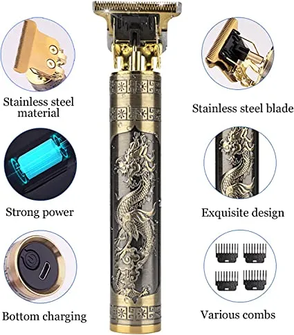 Professional Hair Clippers for Men, Tefuturein Cordless Zero Gapped Trimmer Hair Clipper, Professional Hair Trimmer, Gold Knight Close-Cutting Trimmers T-Blade Trimmer Electric Haircut Kit