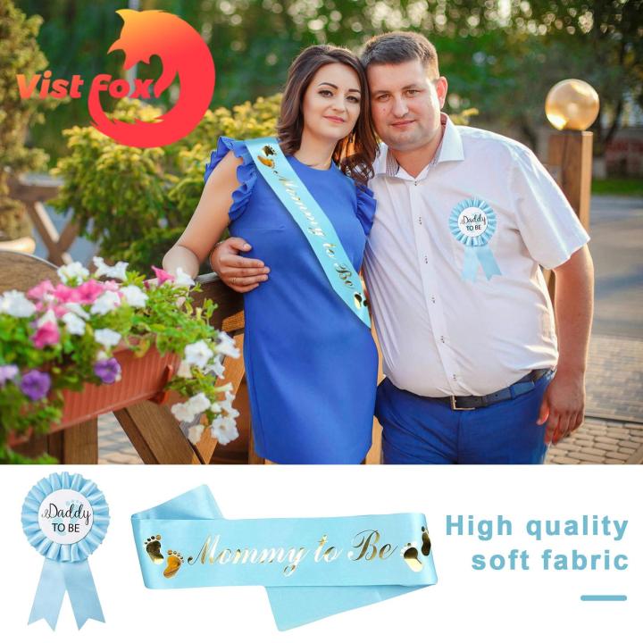 Mom To Be & Dad To Be Baby Shower Sashes - Pink & Blue Gender Reveal Party Decor
