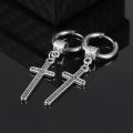 Qingwen earings irings for men cross earings men's accessories ring korean airrings punk hikaw for boys black cross. 