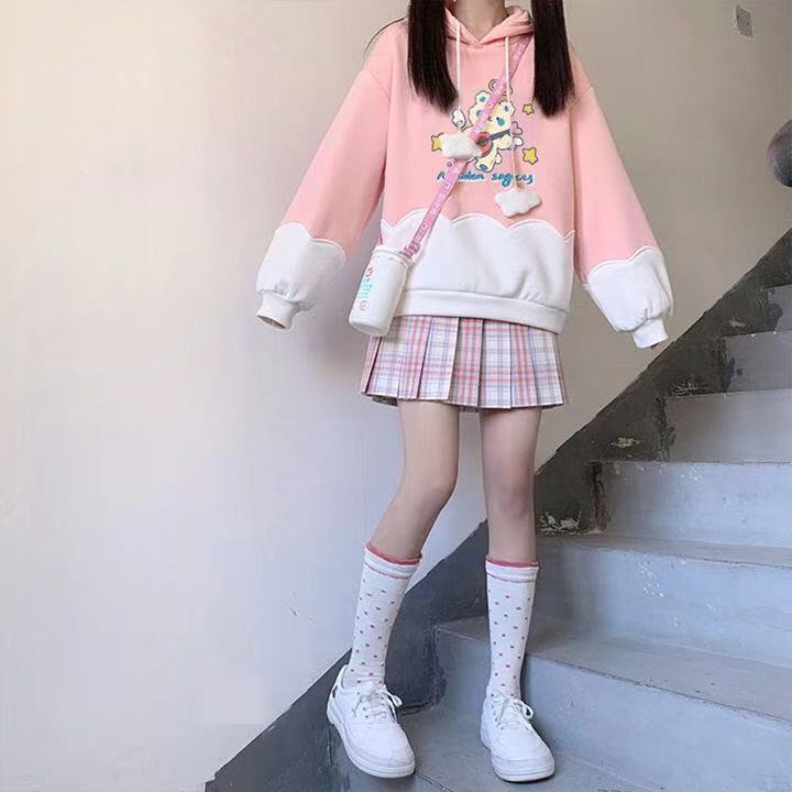 2022 autumn spring sailor cat sweater warm hoodie + jk plaid skirt toddler girls cotton teenager child teens 7 8 9 10 11 12 year