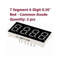 2 pcs of 7 Segment 4 Digit 0.36" Common Anode Red LED Display. 