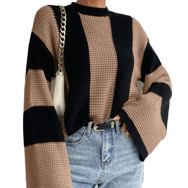 Yfashion%20Women's%20Striped%20Color%20Block%20Long%20Sleeve%20Sweater%20Oversized%20Outfits%20Knit%20Pullover%20Tunic%20Tops%20-%20Image%204