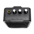 Black Guitar Amplifier with 3.5mm & 6.35mm Inputs 6.35mm Output Supports Volume Tone Adjustment. 