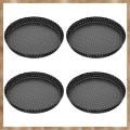 Kqueebee 4 Pack Quiche Tart Pan,5 Inch Round Perforated Pizza Baking Tray Non-Stick Tart Tin with Holes for Cakes,Pies,Quiches. 