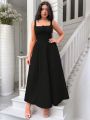 Noir Elegance Maxi Crimson Charm Dress. 