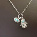 Fatima Palm Necklace Evil Eye Hamsa Hand Chain Pendant Jewelry For Women. 